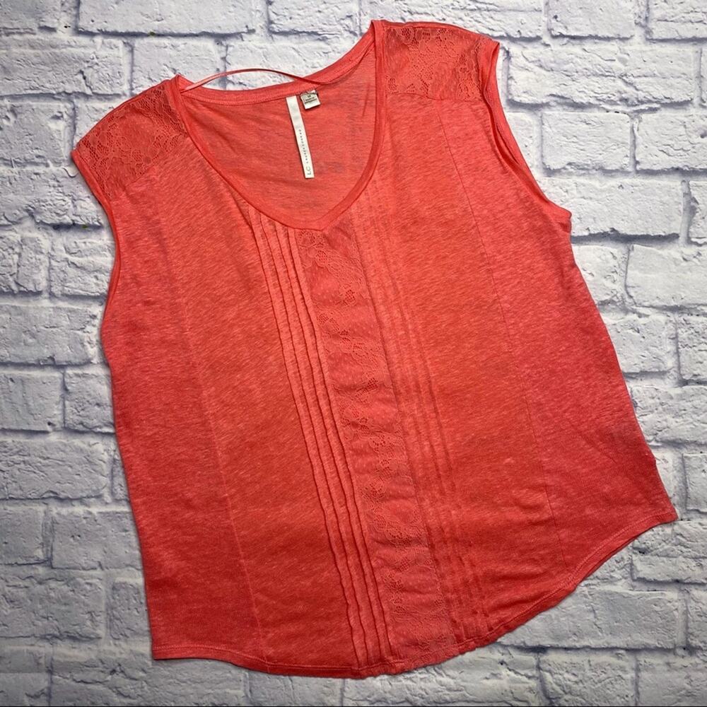 LC Lauren Conrad Linen Tank with Lace Accents